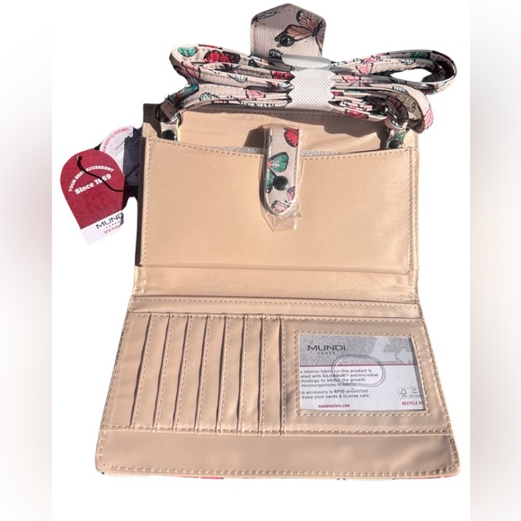 Mundi Crossbody Wallet Butterflies Summer Styling Accessories RIFD Protected - Picture 2 of 16